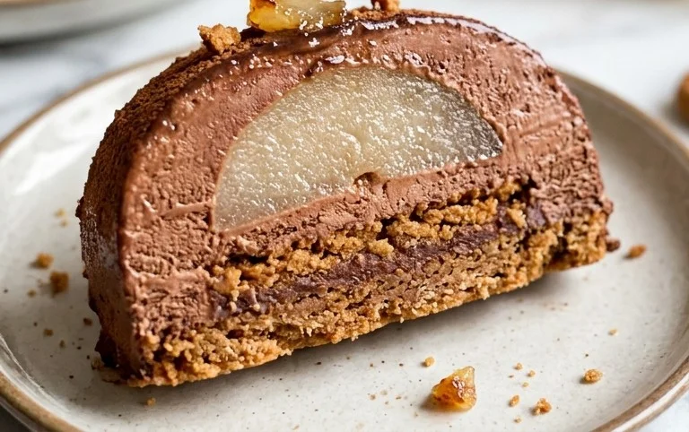 Bûche Poire Chocolat Croustillant Spéculoos
