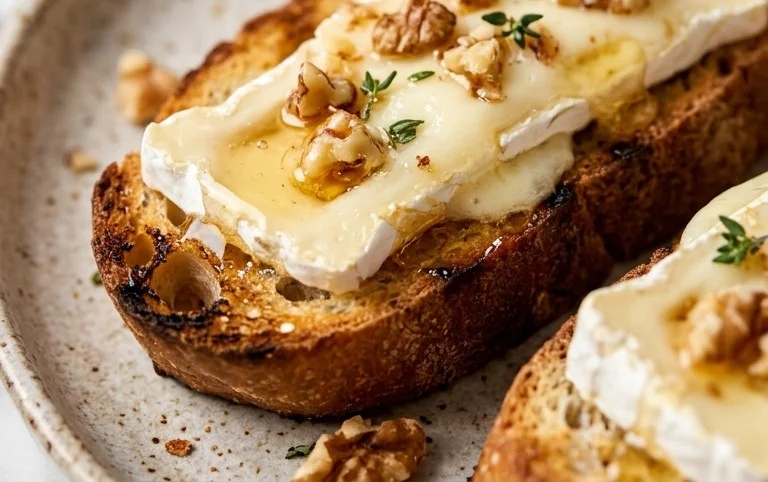 Crostini al brie, miele e noci